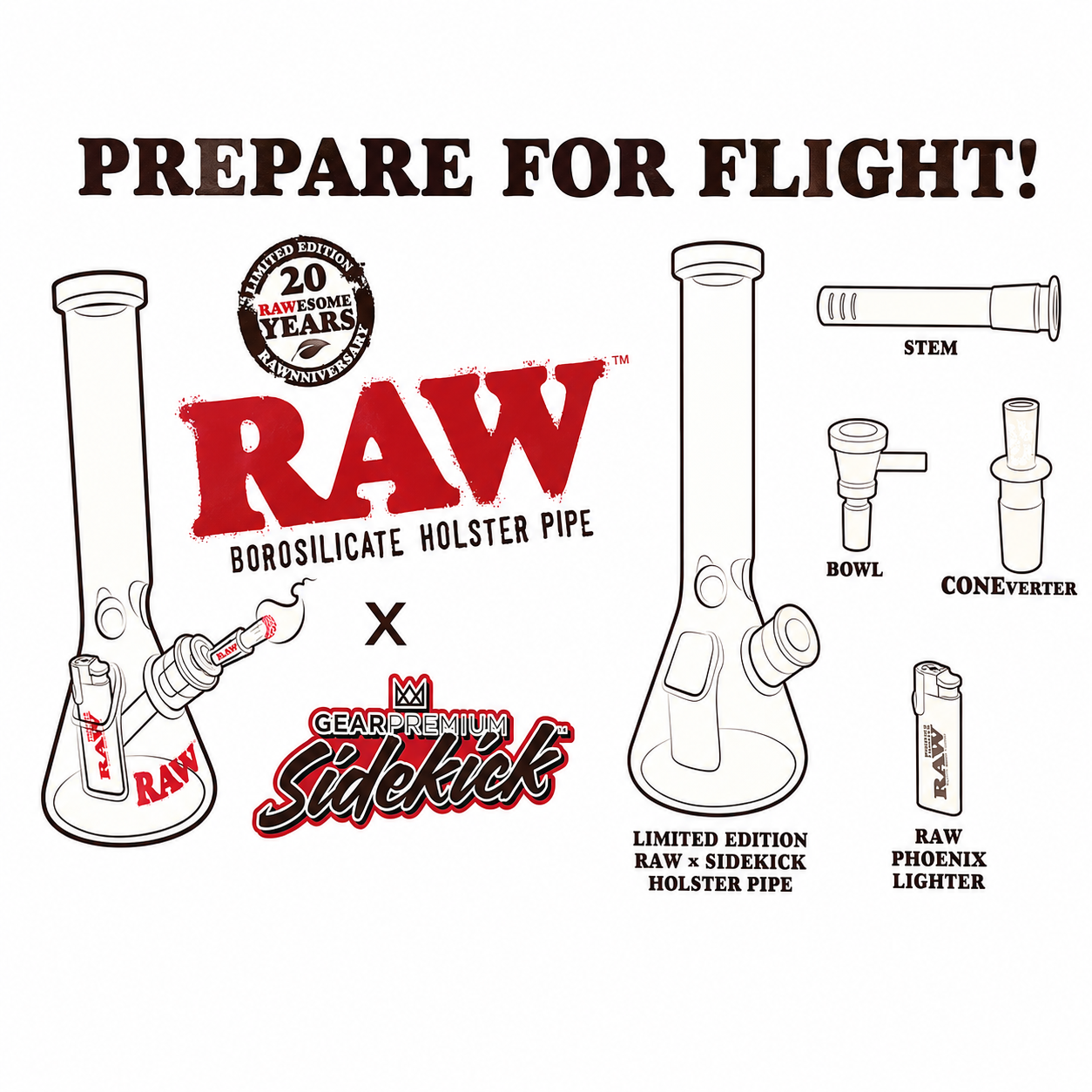 RAW x Gear Premium Sidekick Limited Edition 12" Beaker Water Pipe Kit