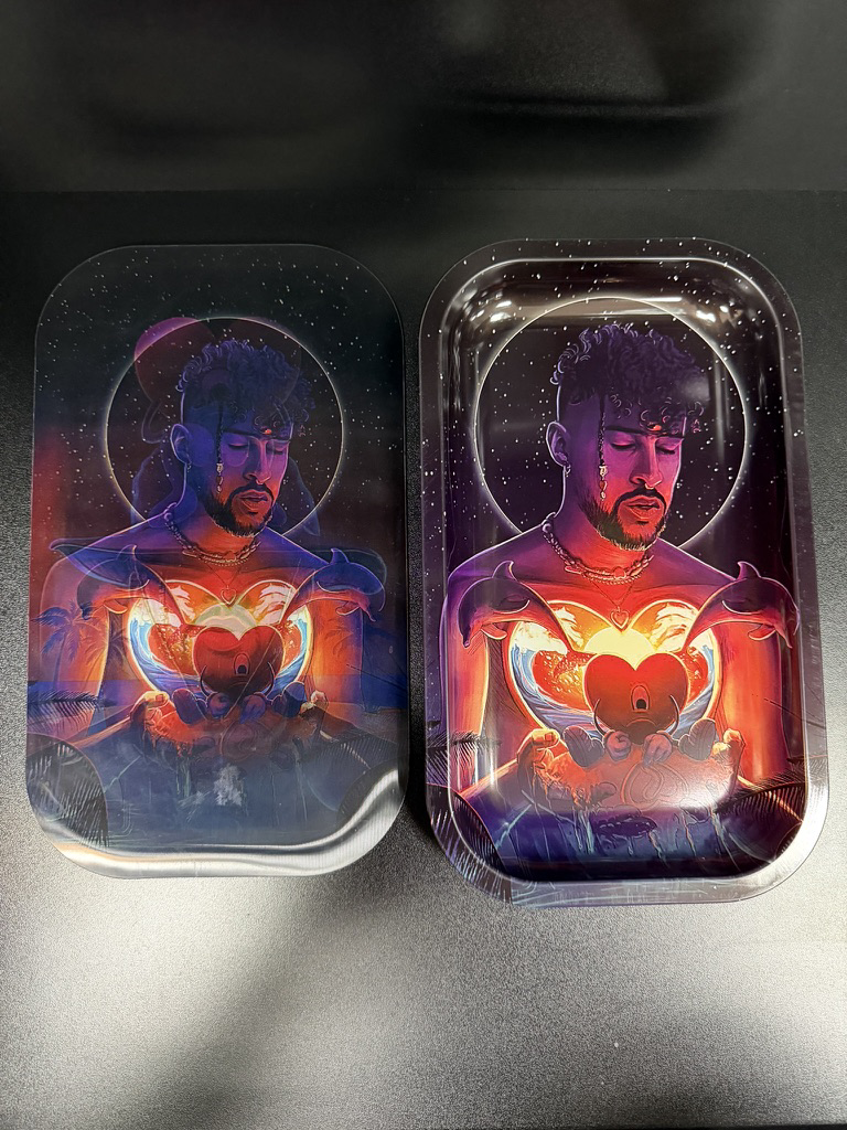 Bad Bunny Metal Rolling Tray with Holographic Magnetic Lid