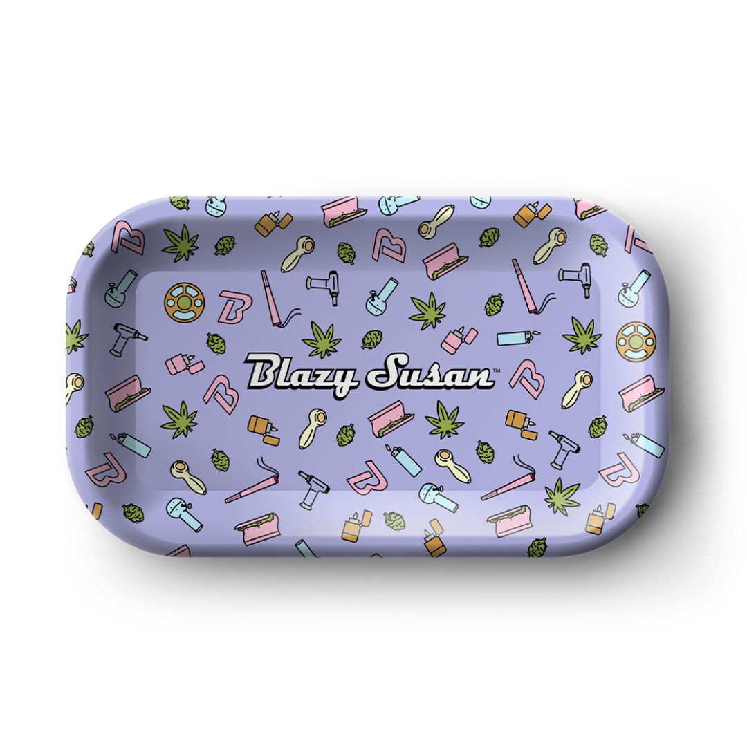Blazy Susan Purple Icon Magnetic Lid Rolling Tray
