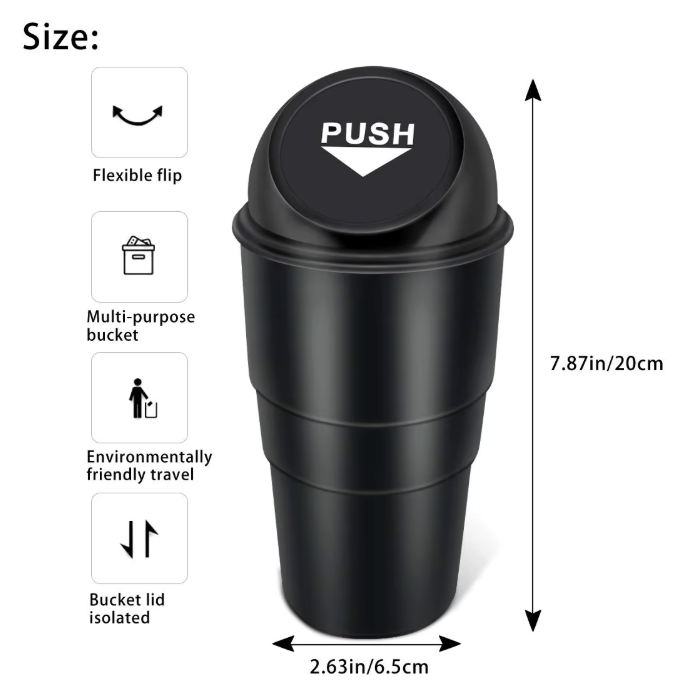 Compact Car Cupholder Trash Can