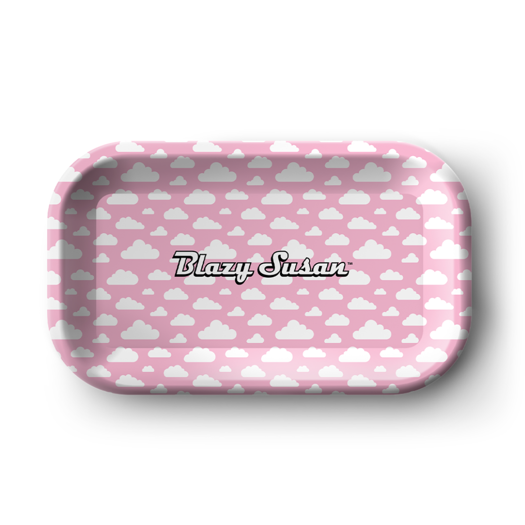 Blazy Susan Pink Clouds Magnetic Lid Rolling Tray