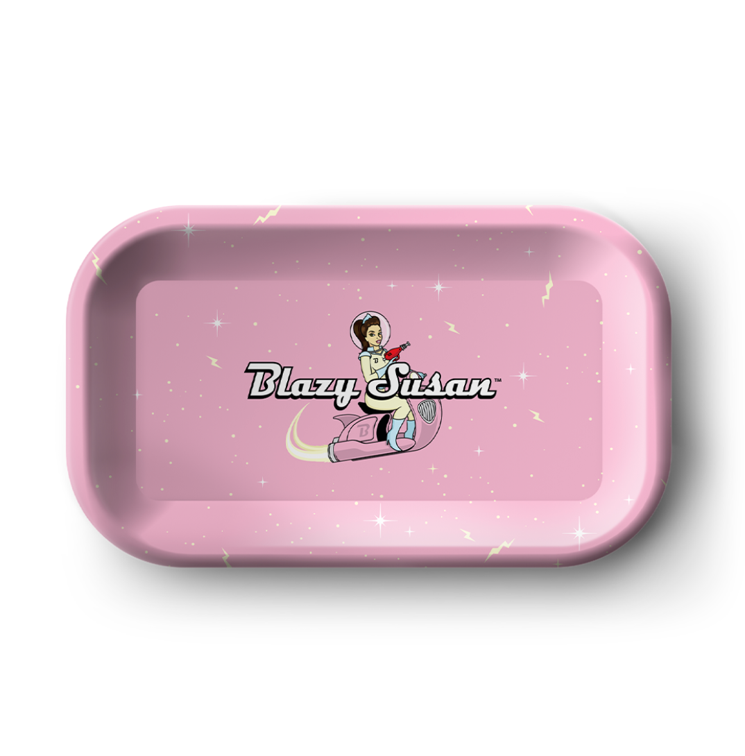 Blazy Susan Pink Spacey Magnetic Lid Rolling Tray