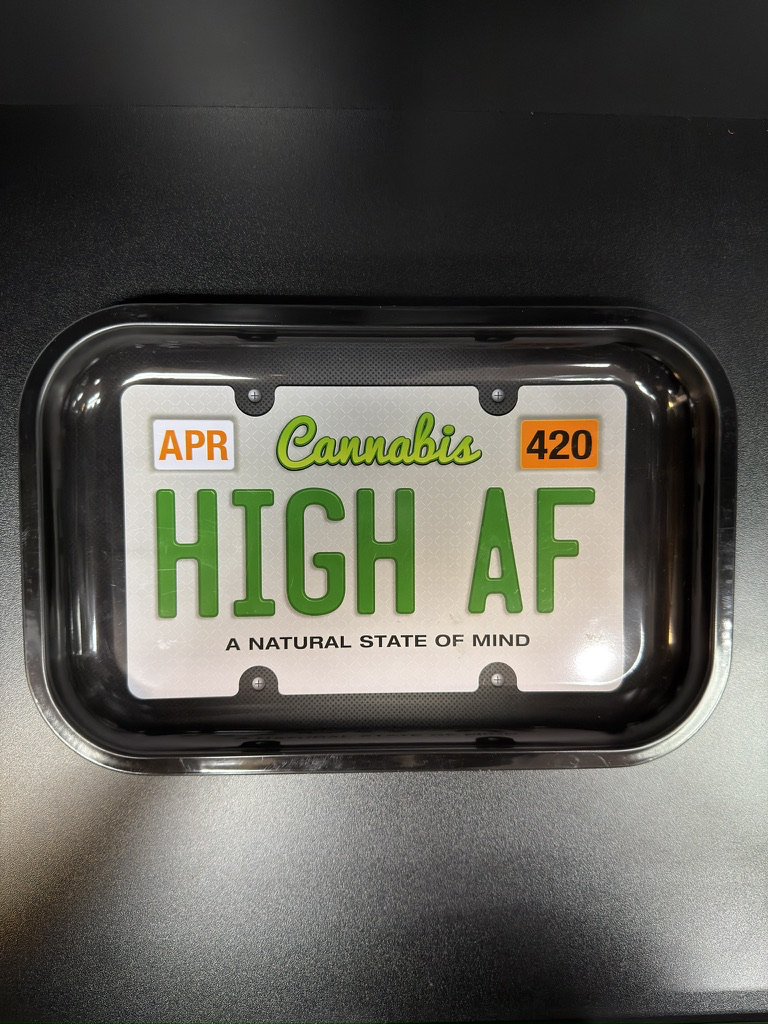 HIGH AF License Plate Metal Rolling Tray
